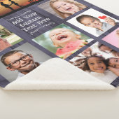 Blue Wood Custom Photo Collage with Text Sherpa Deken (3/4)