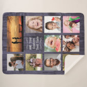 Blue Wood Custom Photo Collage with Text Sherpa Deken (Voorkant (horizontaal))