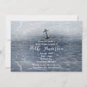 Blue Wood Elegant Nautisch Strand Zee Uitnodiginge Kaart (Voorkant)