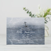 Blue Wood Elegant Nautisch Strand Zee Uitnodiginge Kaart (Staand voorkant)