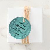 Blue Wood Fancy Script Homemade met liefde Busines Bedankjes Labels (In situ)