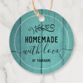 Blue Wood Fancy Script Homemade met liefde Busines Bedankjes Labels (Voorkant)