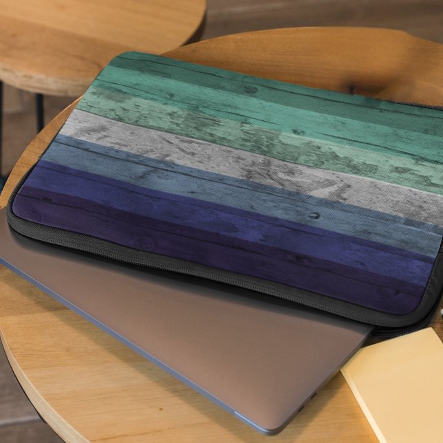Blue Wood Grain Subtle Gay Mannen Pride Flag Laptop Sleeve (Creator heeft geüpload)
