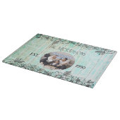 Blue Wood Jubileum Family Photo Template Snijplank (Hoek)