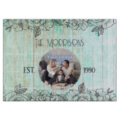 Blue Wood Jubileum Family Photo Template Snijplank (Voorkant)