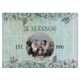 Blue Wood Jubileum Family Photo Template Snijplank