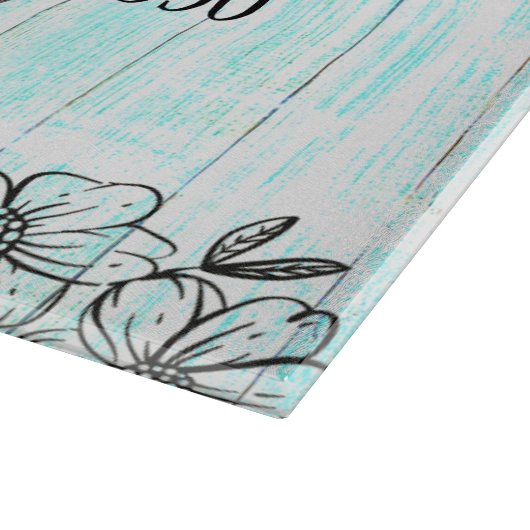 Blue Wood Jubileum Family Photo Template Snijplank (Hoek)