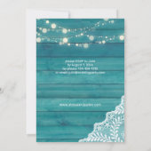 Blue Wood Lace & String Lights Rehearsal Dinner Kaart (Achterkant)