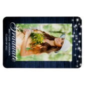 Blue Wood Lights Foto Afstuderen Aankondiging Magneet (Horizontaal)