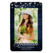 Blue Wood Lights Foto Afstuderen Aankondiging Magneet (Verticaal)