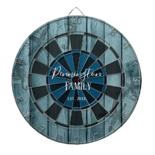 Blue Wood Ocean Life Custom name  Dartbord