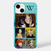 Blue Wood Photo Collage Initiaal Case-Mate iPhone Case (Achterkant)