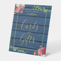 Blue Wood  Rozen en gouden huwelijkskaarten