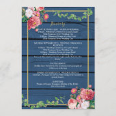 Blue Wood Rozen Gold Wedding Itinerary Programmakaart (Achterkant)
