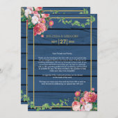 Blue Wood Rozen Gold Wedding Itinerary Programmakaart (Voorkant / Achterkant)