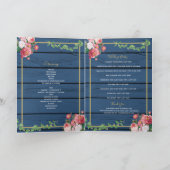 Blue Wood Rozen Gold Wedding Order of Service Programma (Binnen)