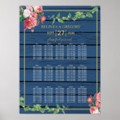 Blue Wood  Rozen Gold Wedding Seating Chart Poster (Voorkant)