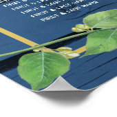 Blue Wood  Rozen Gold Wedding Seating Chart Poster (Hoek)