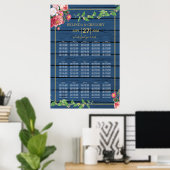 Blue Wood  Rozen Gold Wedding Seating Chart Poster (Thuiskantoor)
