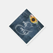 Blue Wood Sunflower Mr en Mrs. Servet (Hoek)