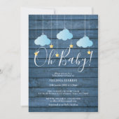 Blue Wood Twinkle Twinkle Oh Baby Baby shower Kaart (Voorkant)
