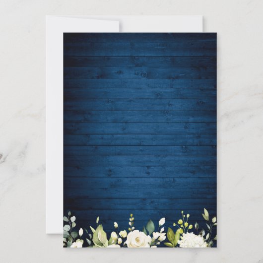 Blue Wood & White Roses Lantern Waterverf bruiloft Kaart (Achterkant)
