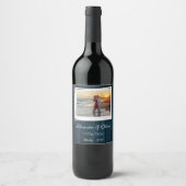 Blue Wooden Photo Wedine Label Wijn Etiket (Voorkant)