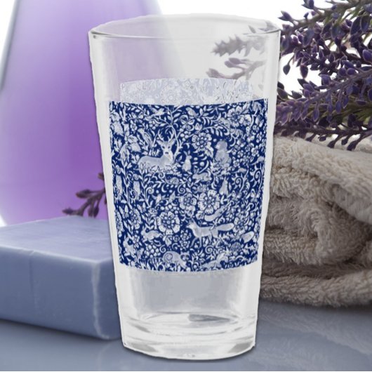 Blue Woodland Animal Botanical Floral Forest Glas