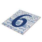 Blue Woodland Animal Ikat House Adres nummer 6 Tegeltje (Zijkant)
