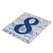 Blue Woodland Animal Ikat House Adres nummer 8 Tegeltje (Zijkant)