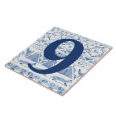 Blue Woodland Animal Ikat House Adres nummer 9 Tegeltje (Zijkant)