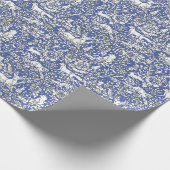 Blue Woodland Animal Pattern Deer Fox Rabbit Owl Cadeaupapier (Hoek)