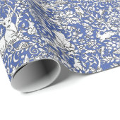 Blue Woodland Animal Pattern Deer Fox Rabbit Owl Cadeaupapier (Rol Hoek)