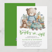 Blue Woodland Animal Toys Schattig Script Baby sho Kaart (Voorkant / Achterkant)