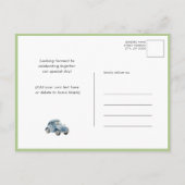 Blue Woodland Animal Toys Schattig Script Baby sho Uitnodiging Briefkaart (Achterkant)