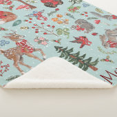 Blue Woodland Animal Winter Sneeuwkerstkind Sherpa Deken (3/4)