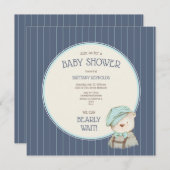 Blue Woodland Boy Baby shower Invitation (Voorkant / Achterkant)