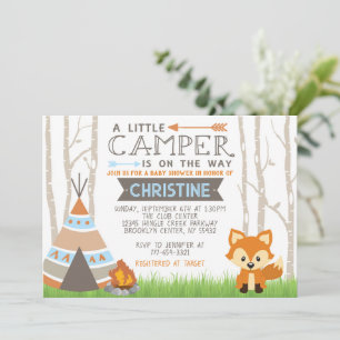 Blue Woodland Camper Forest Dieren Baby shower Kaart