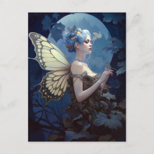Blue Woodland Fairy Fantasy Art Briefkaart
