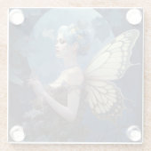 Blue Woodland Fairy Fantasy Art Glazen Onderzetter (Achterkant)