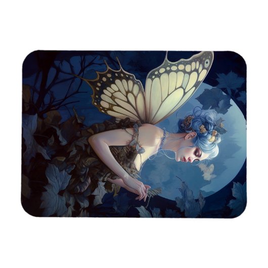 Blue Woodland Fairy Fantasy Art Magneet (Horizontaal)
