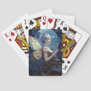 Blue Woodland Fairy Fantasy Art Pokerkaarten
