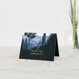 Blue Woodland Forest, rustieke bruiloft Bedankkaart