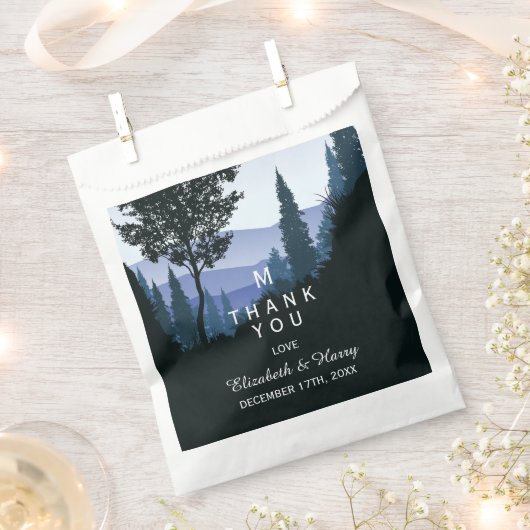 Blue Woodland Forest, rustieke bruiloft Bedankzakje (Geknipt)