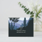Blue Woodland Forest, rustieke bruiloft dank u Briefkaart (Staand voorkant)
