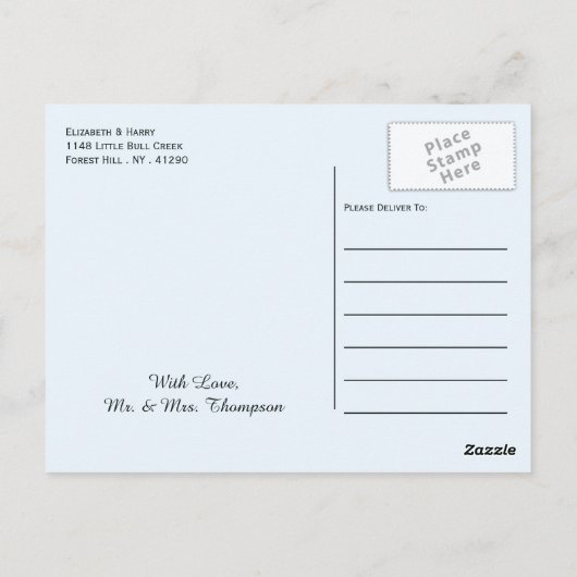 Blue Woodland Forest, rustieke bruiloft dank u Briefkaart (Achterkant)