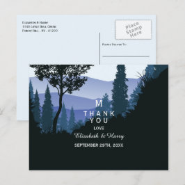 Blue Woodland Forest, rustieke bruiloft dank u Briefkaart