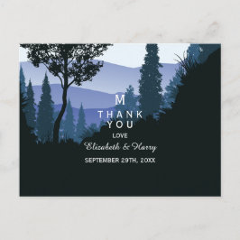 Blue Woodland Forest, rustieke bruiloft dank u Briefkaart