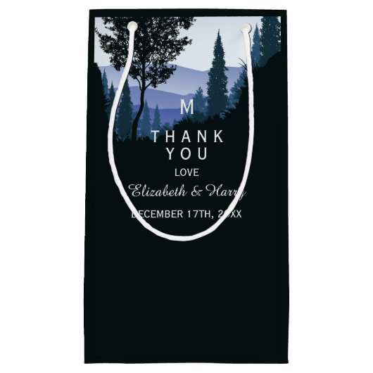 Blue Woodland Forest, rustieke bruiloft dank u Klein Cadeauzakje (Voorkant)