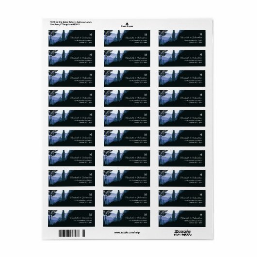 Blue Woodland Forest, rustieke bruiloft Etiket (Full Sheet)